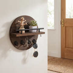 Round Wood Key Holder - Walnut