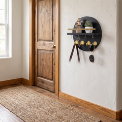 Round Wood Key Holder - Black & Gold