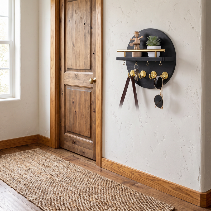 Round Wood Key Holder