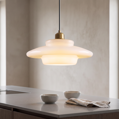 Antique Glass Pendant Light - White – Tall Bell Dome