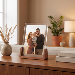 U-Shape Acrylic Photo Frame - 10.2x15.2cm, Dark Wood (Portrait)