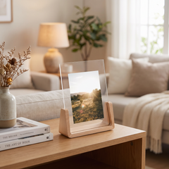 U-Shape Acrylic Photo Frame - 10.2x15.2cm, Light Wood (Portrait)