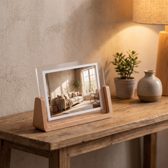 U-Shape Acrylic Photo Frame - 12.7x17.8cm, Light Wood (Landscape)