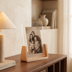 U-Shape Acrylic Photo Frame - 12.7x17.8cm, Light Wood (Portrait)