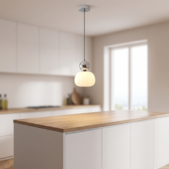 Pumpkin Pendant Light - Chrome
