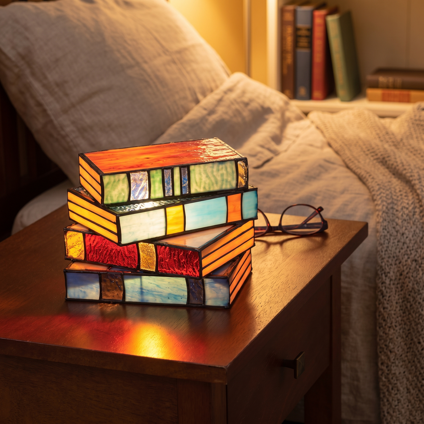 Stacked Books Stained Glass Lamp - Stacked Books Stained Glass Lamp