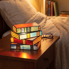 Stacked Books Stained Glass Lamp - Stacked Books Stained Glass Lamp
