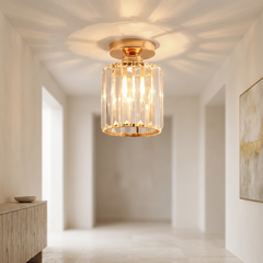 Gold Crystal Semi-Flush Ceiling Light - 1-Light