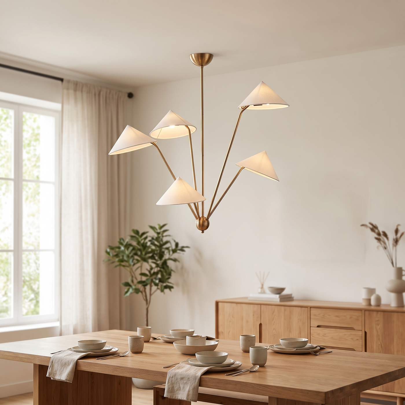 Japanese Cloth Chandelier - 80cm / Neutral Light