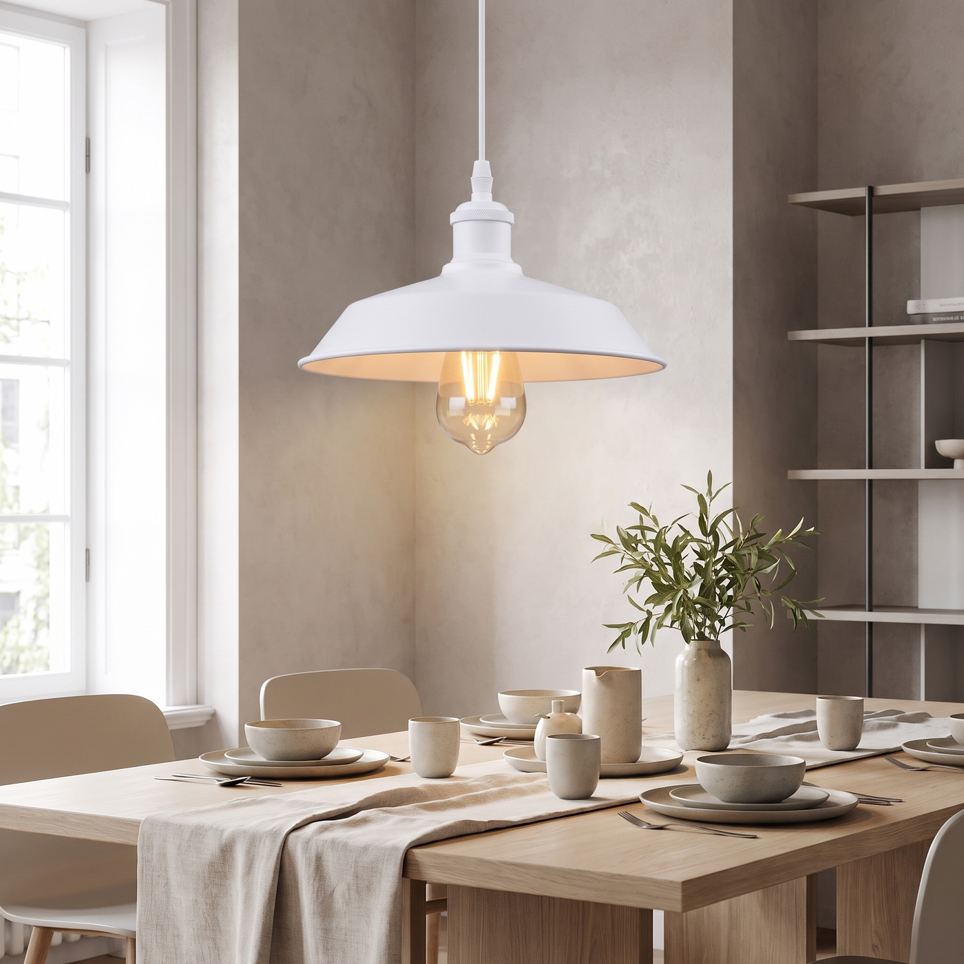 White Dome Pendant Light - Style 1