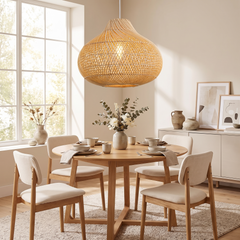 Beige Rattan Art Pendant - Beige / 40cm