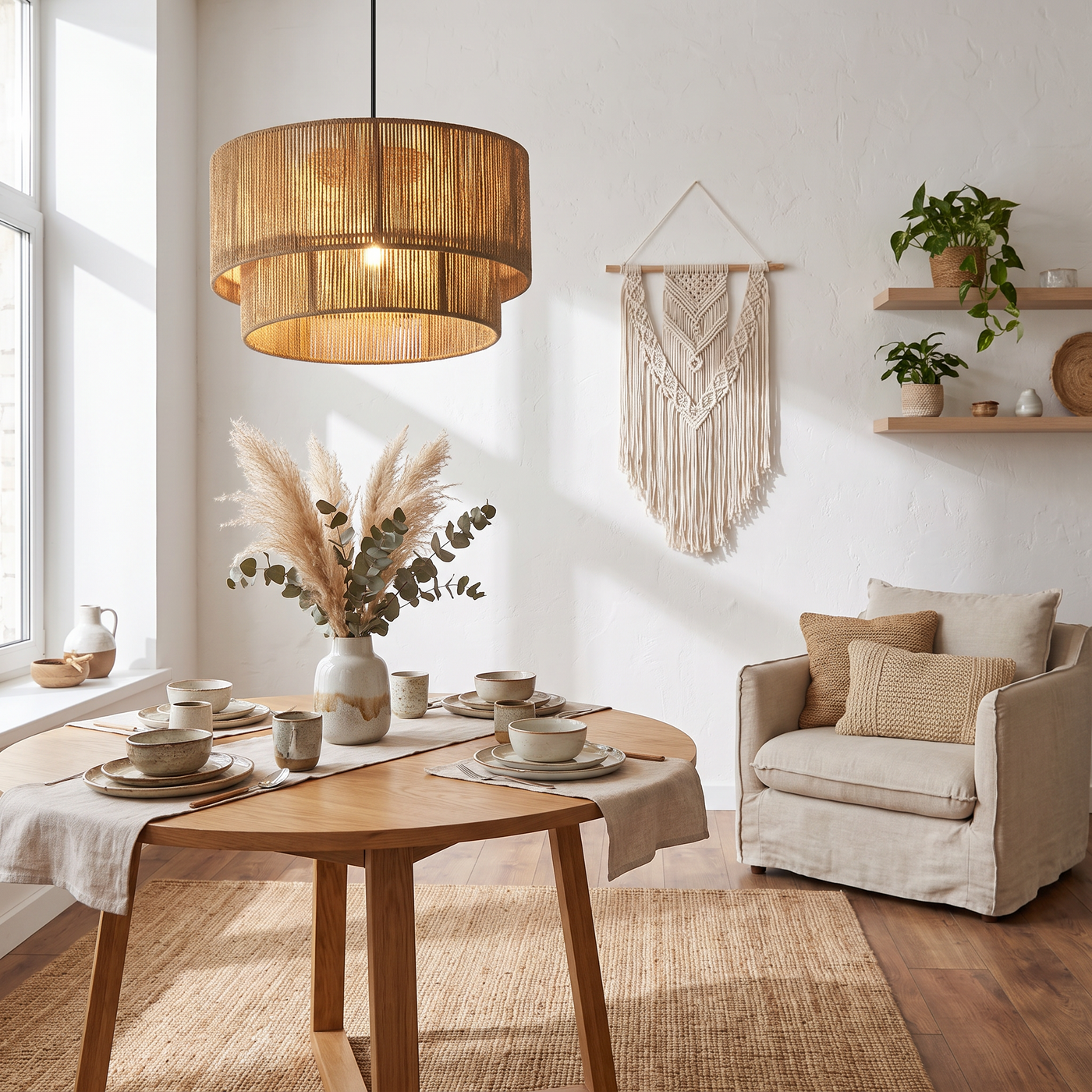 Two-Tier Boho Pendant Light - Warm Light 3000K