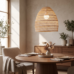 Rattan Cane Pendant Light - 35cm / Cold White