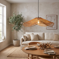 Straw Hat Rattan Pendant - 80cm