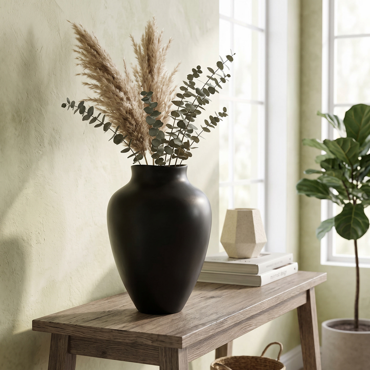 Minimalist Retro Ceramic Vase - Black - Large