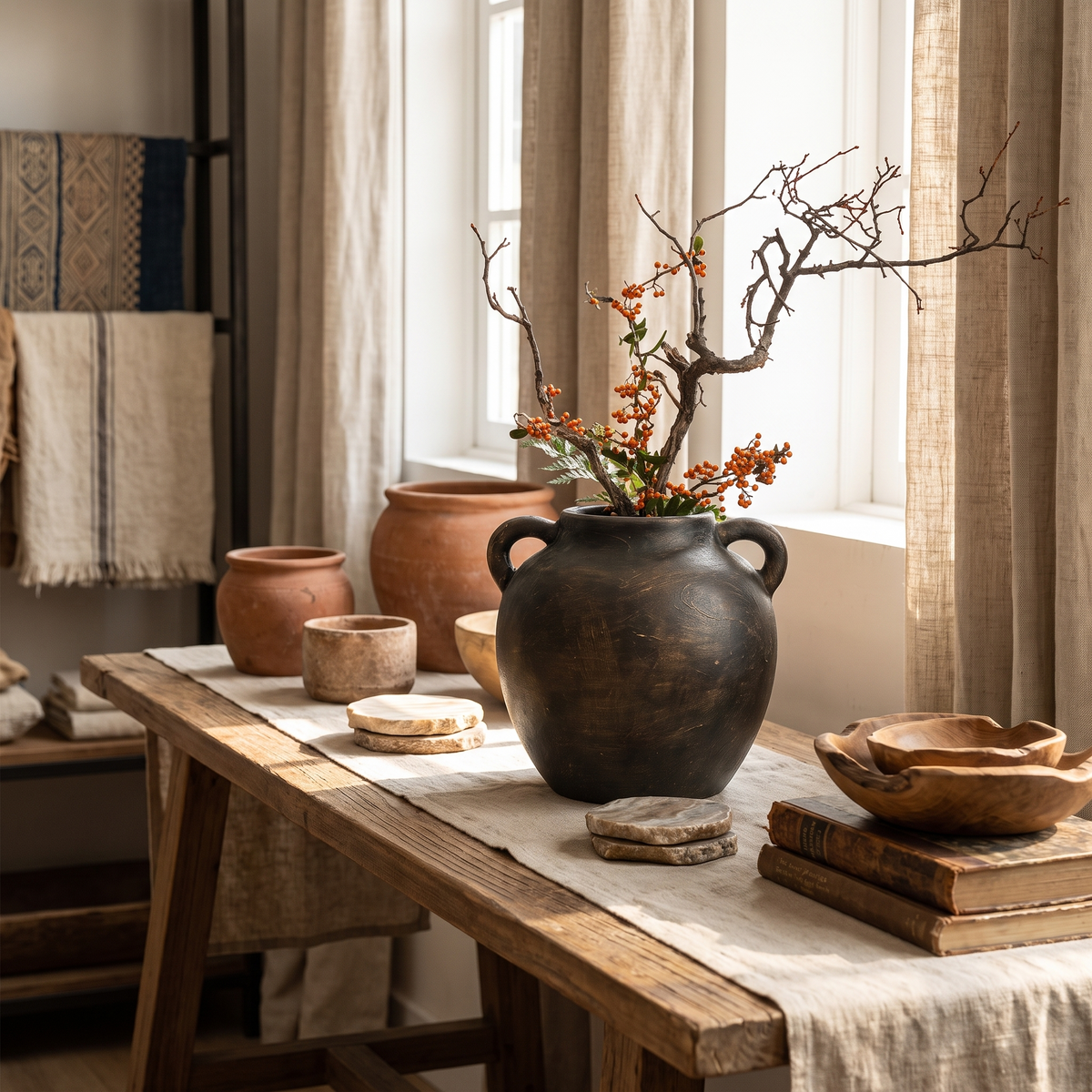 Wabi Sabi Ceramic Vase - Bronze