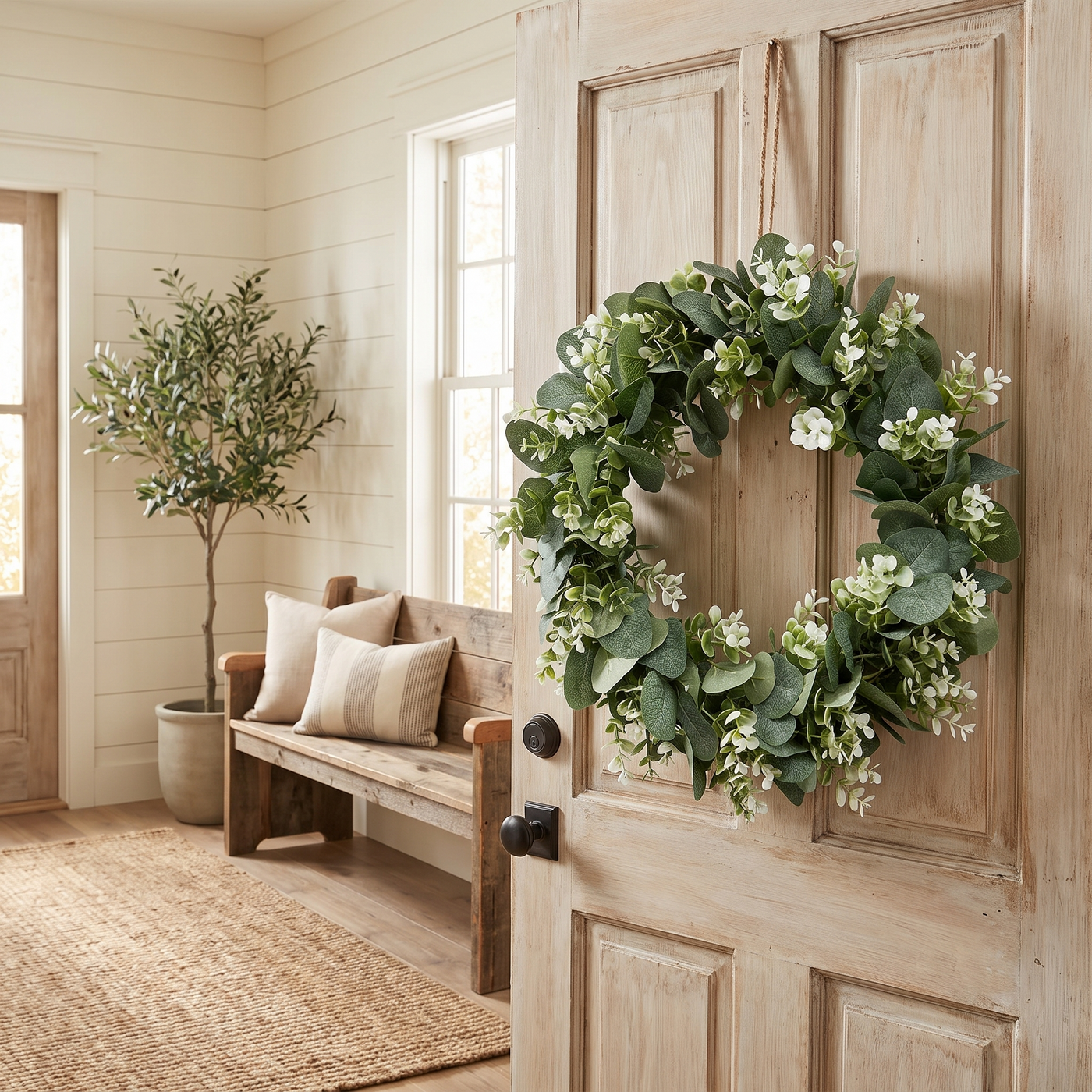 Eucalyptus Farmhouse Wreath - Green