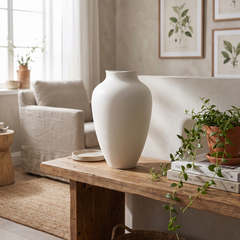 Minimalist Retro Ceramic Vase - White - Small