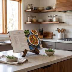 Wooden Cookbook Stand - Dark Khaki