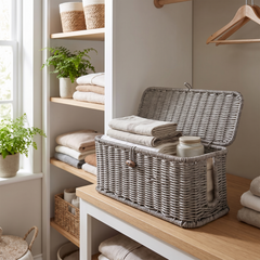 Rattan Pattern Storage Bin - Gray / S