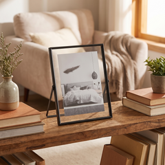Folding Metal Photo Frame - Black / 6inch
