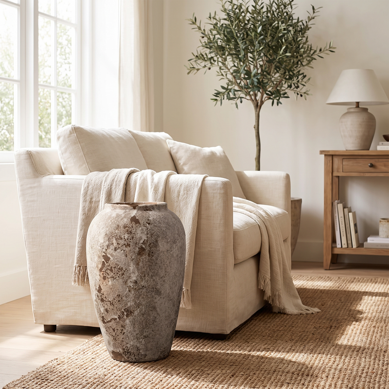 Rustic Ceramic Floor Vase