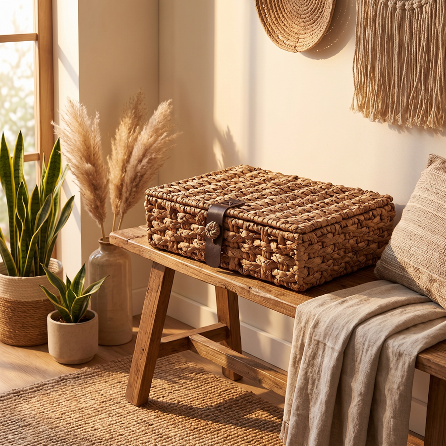 Wicker Basket Leather Strap