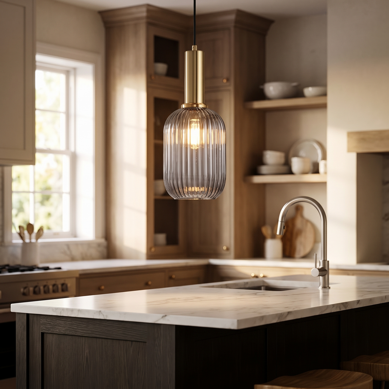 Ribbed Glass Pendant Light