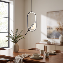 Magpie Bird Pendant Light - Ellipse – Black & Silver
