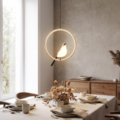 Magpie Bird Pendant Light - Circular – Gold