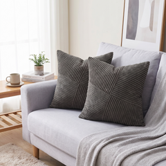 Striped Corduroy Cushion Cover - Dark Gray / 40x40cm