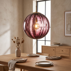 Glass Ball Pendant Light - Red / 15cm