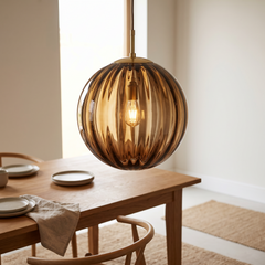 Glass Ball Pendant Light - Brown / 15cm