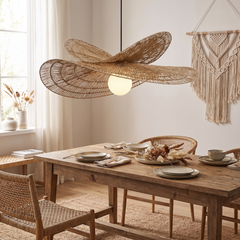 Hemp Rope Rattan Chandelier - Natural Hemp - 60cm