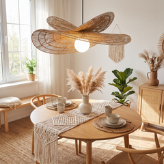 Hemp Rope Rattan Chandelier - Natural Hemp - 50cm