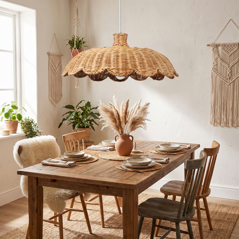 Natural Rattan Weave Pendant