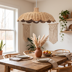 Natural Rattan Weave Pendant - Dia 40cm / Natural Rattan