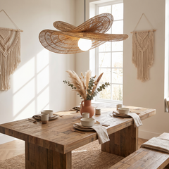 Hemp Rope Rattan Chandelier - Natural Hemp - 40cm