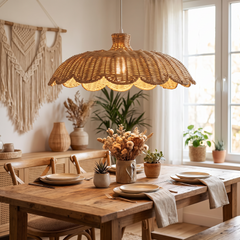 Natural Rattan Weave Pendant - Dia 50cm / Natural Rattan