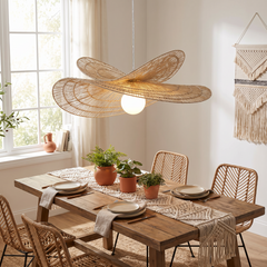 Hemp Rope Rattan Chandelier - Beige - 100cm