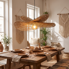 Hemp Rope Rattan Chandelier - Natural Hemp - 80cm