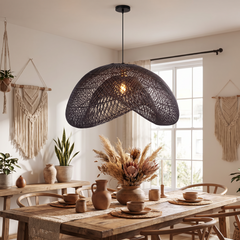 Willow Weave Pendant Light - Dome Black
