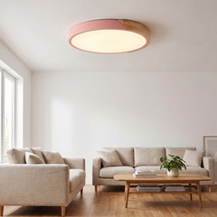 Wood Frame LED Ceiling Light - Pink