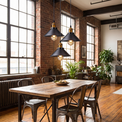 Vintage Loft Pendant Light - Black – 3-Cluster 25cm