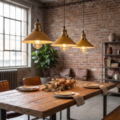 Vintage Loft Pendant Light - Mustard Gold – Triple Pendant