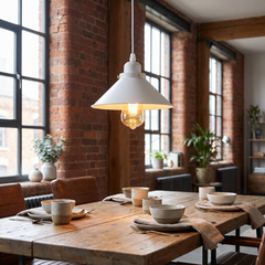 Vintage Loft Pendant Light - White – Single Pendant, Short Shade
