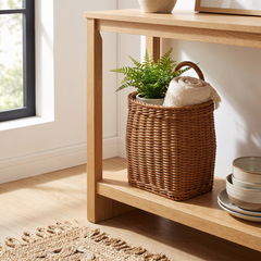 Handwoven Rattan Storage Basket - Tall Wall Basket, Large (15.5x11x18cm)