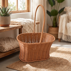 Handwoven Rattan Storage Basket - Rectangular Tote, Large (22x12x15cm)