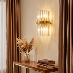 Luxury Crystal Wall Sconce - Tapered Drum — 20x45cm
