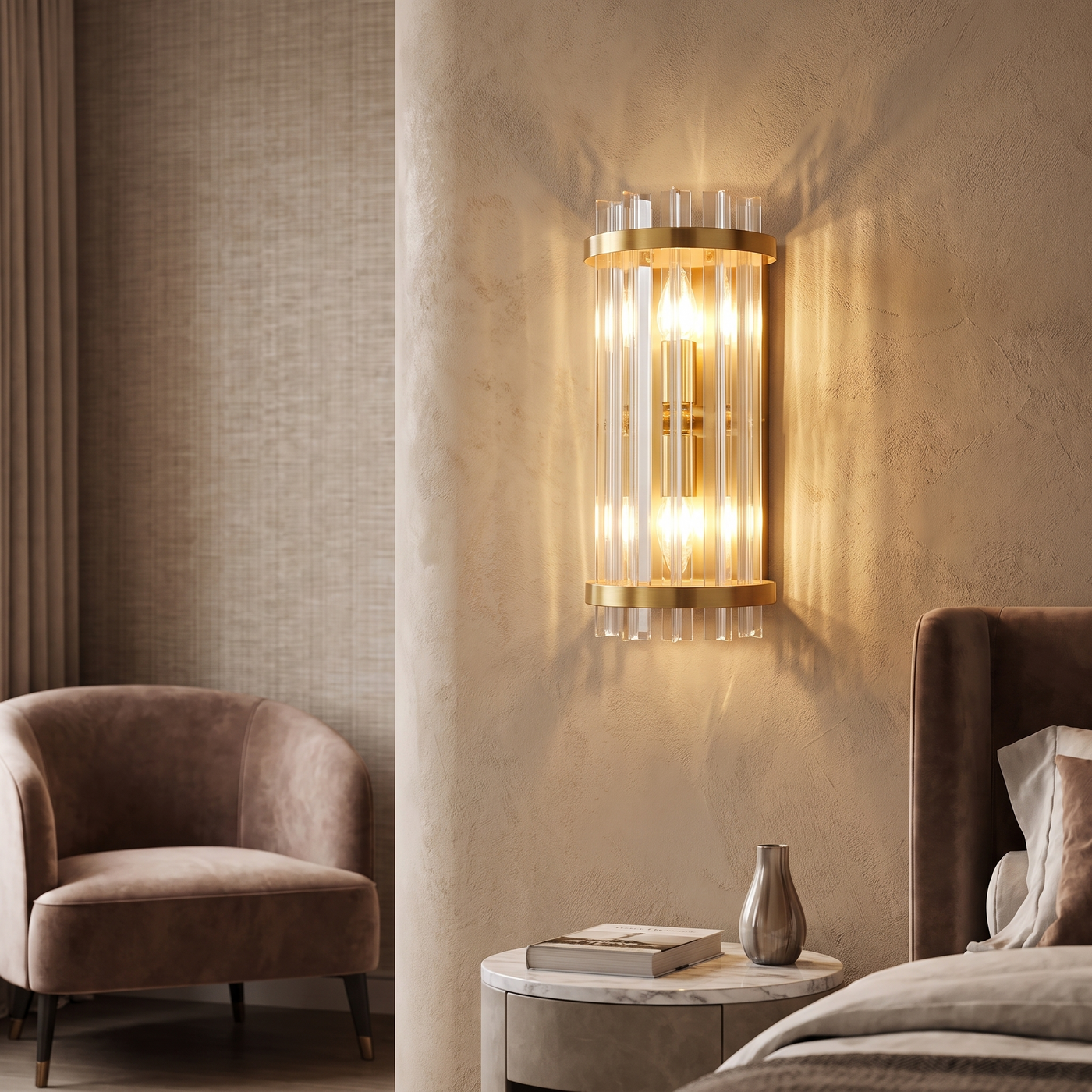 Luxury Crystal Wall Sconce - Jagged Drum — 16x35cm